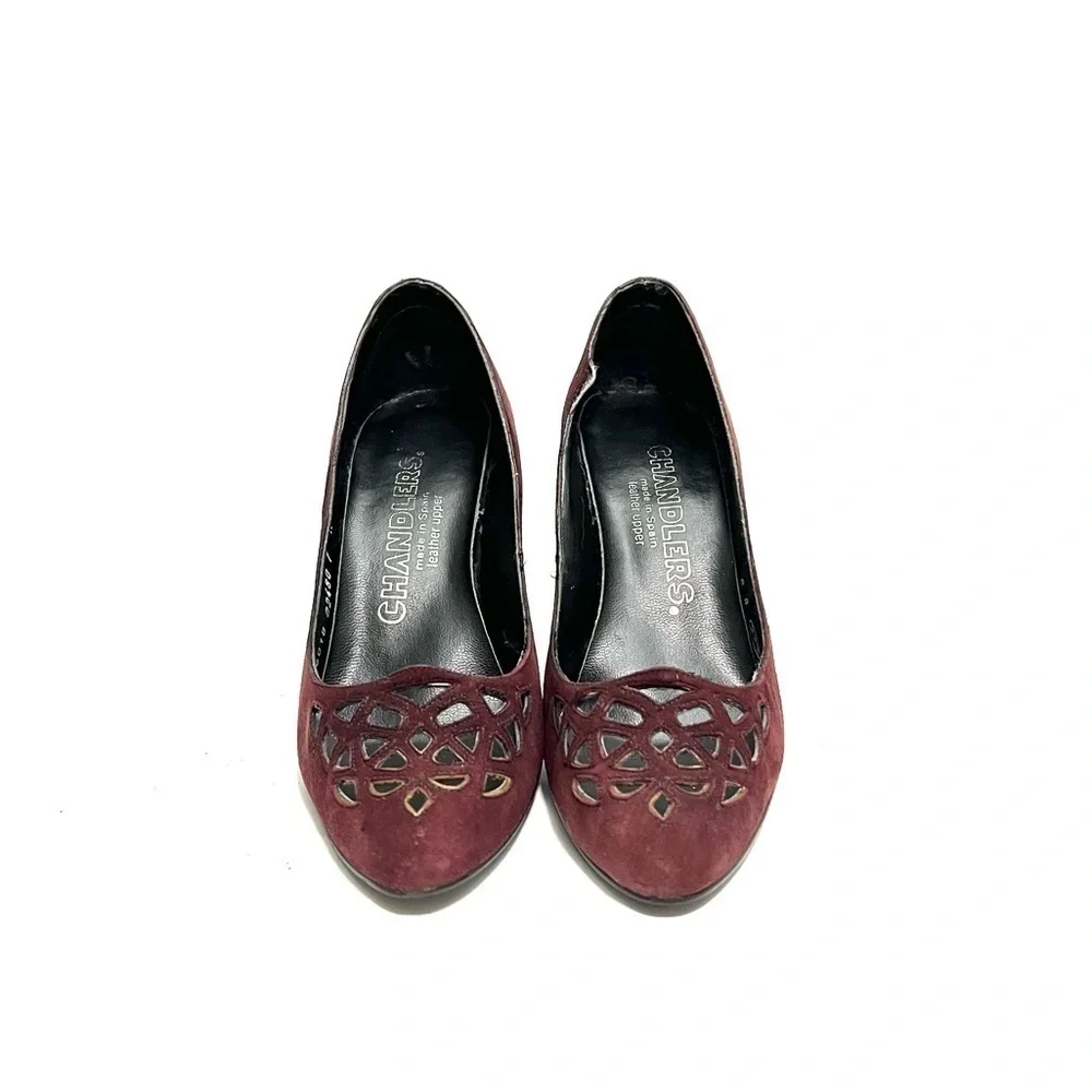 Vintage 1970s burgundy suede cutout vamp heels